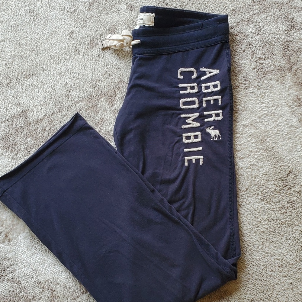 VTG Y2K Abercrombie Fitch Fleece Classic Logo Sweatpants Blue Size Large Juniors